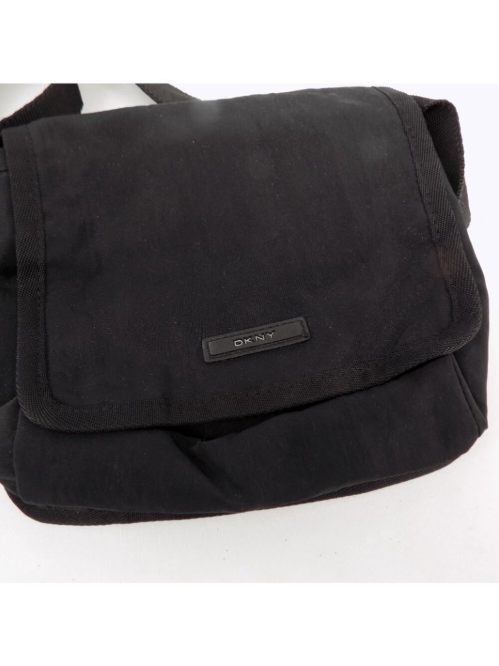 DKNY Black Crossbody Bag Hook & Loop Closure Adjustable Strap Made in Indonesia - Picture 2 of 6